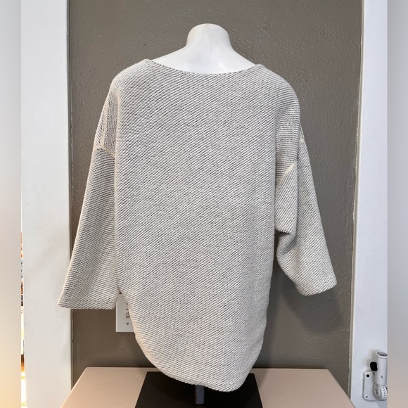 Oversized Textured Knit Top Beige 3/4 Sleeve Round Neck Women’s M/L - Picture 4 of 11